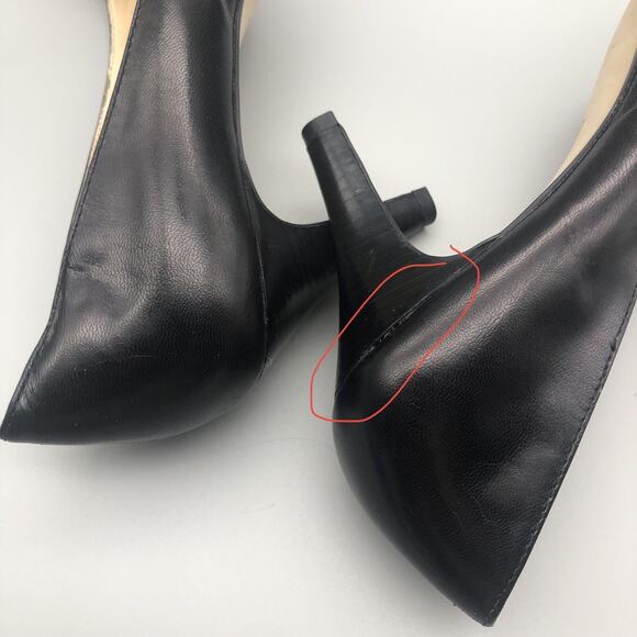 Franco Sarto Yelena Pumps Black Leather Peep Toe Heels Womens Size 10M - Picture 12 of 12